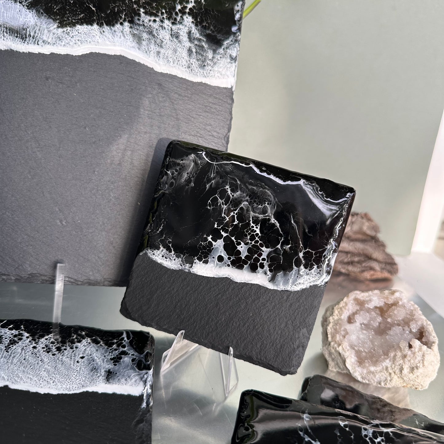 Slate Coaster Set | Black Beach (various shapes)