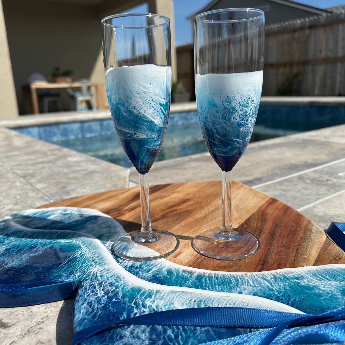 Champagne Flutes | Ocean Blue