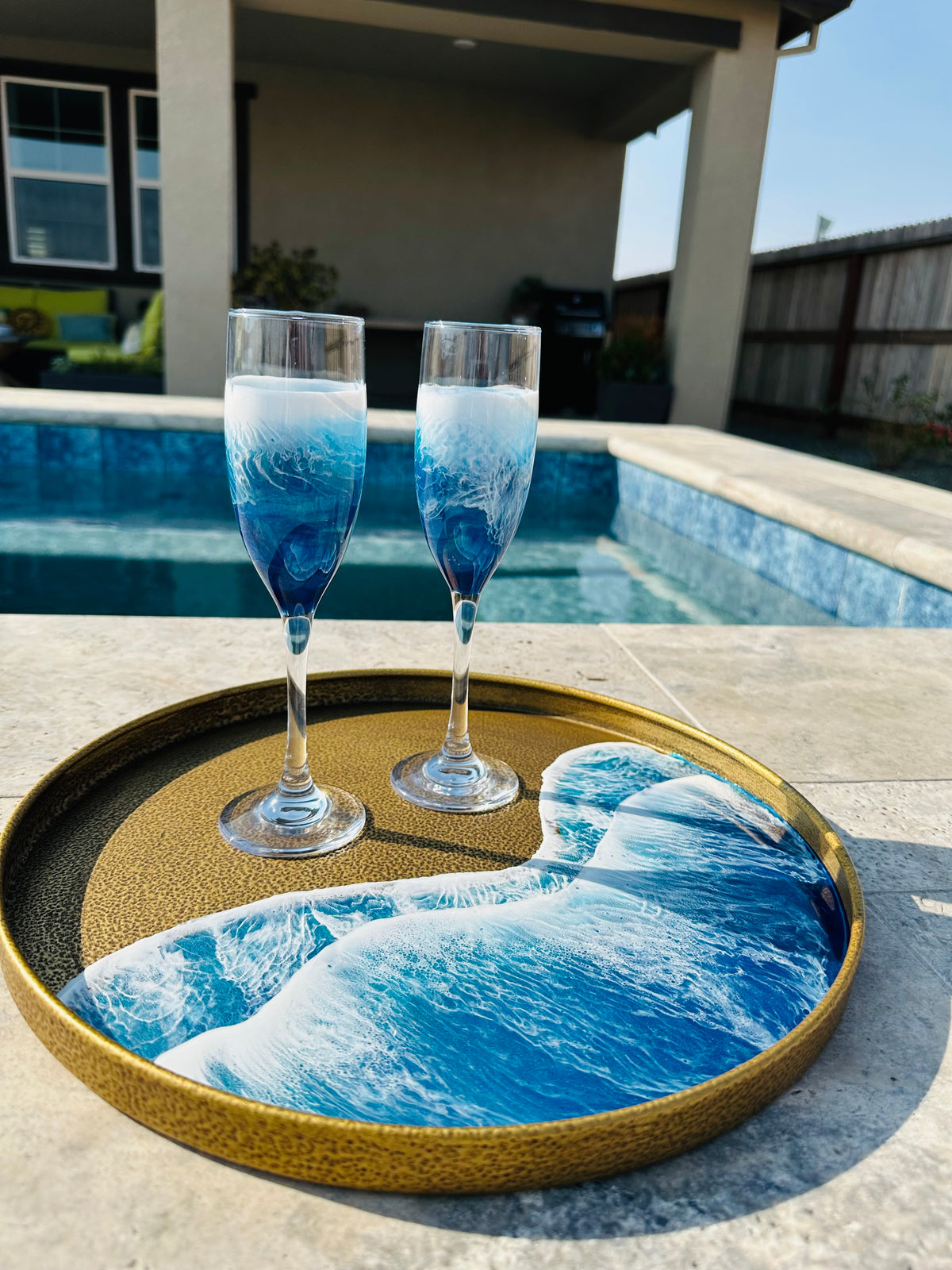 Champagne Flutes | Ocean Blue