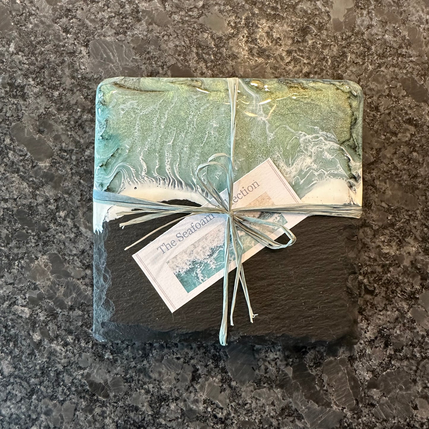 Slate Coaster Set | Seafoam