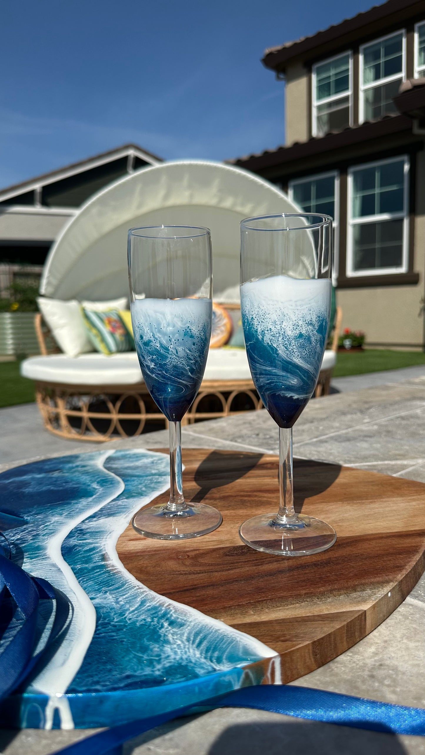 Champagne Flutes | Ocean Blue