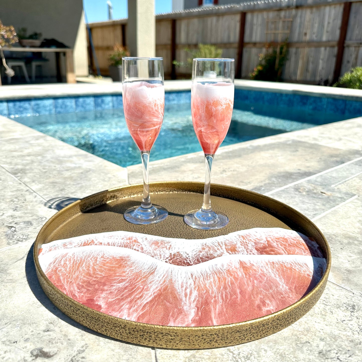 Hammered Metal Tray | Peach & Rose Gold