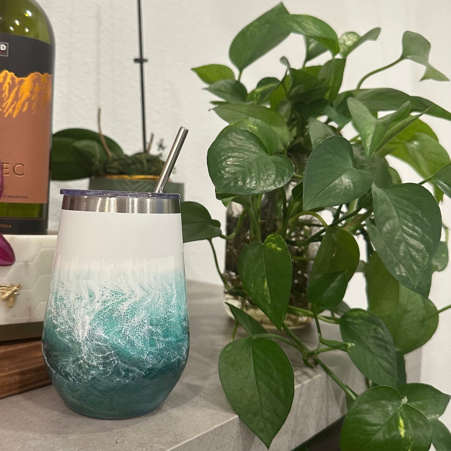 Insulated Wine tumbler - Tropical Green