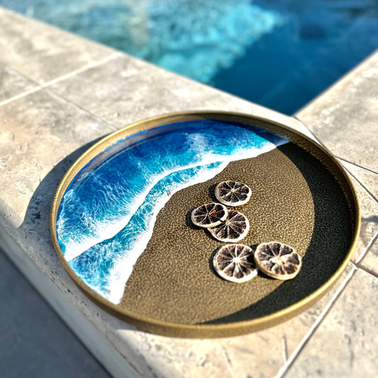 Hammered Metal Tray | Blue Ocean