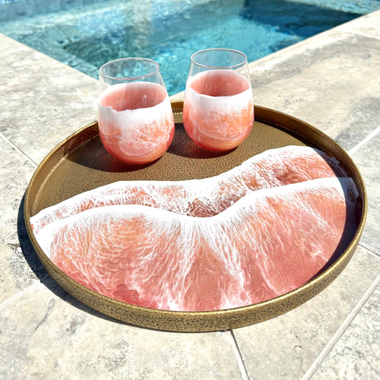 Hammered Metal Tray | Peach & Rose Gold