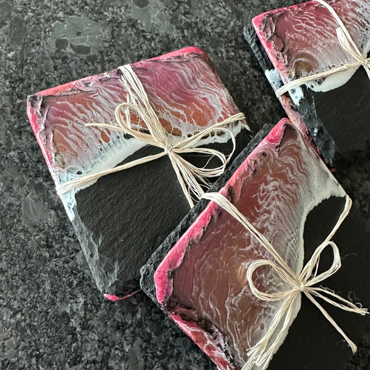Slate Coaster Set | Pink Ocean