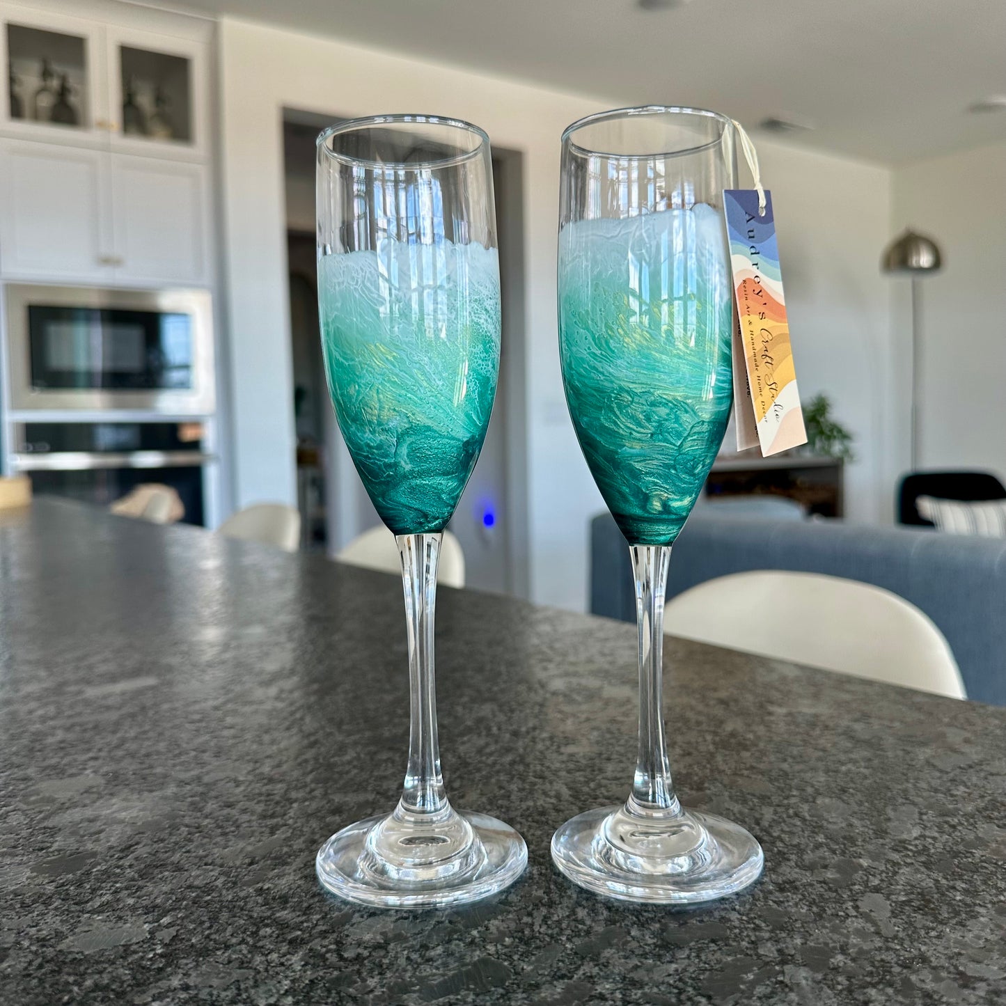 Champagne Flutes | Paradise Green