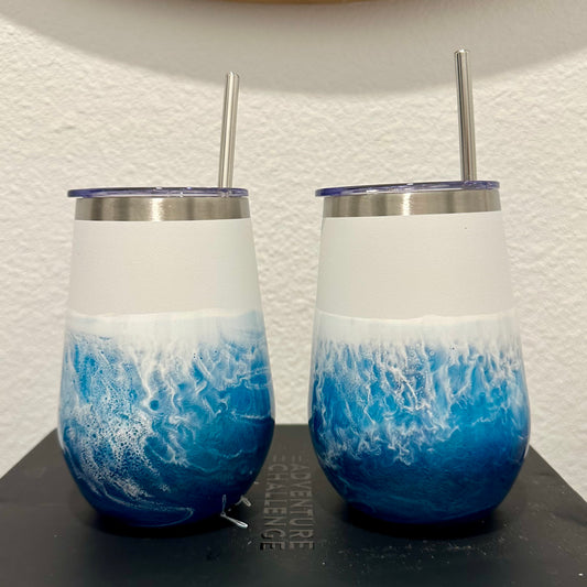 Wine tumbler (Insulated) - Ocean Blue