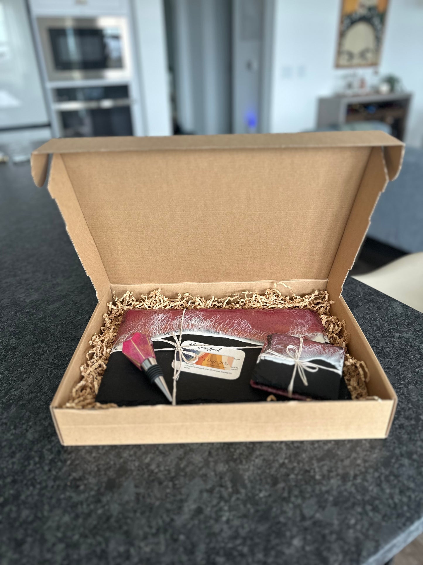 Gift Set - Slate Cheese & Wine | Pink Ocean