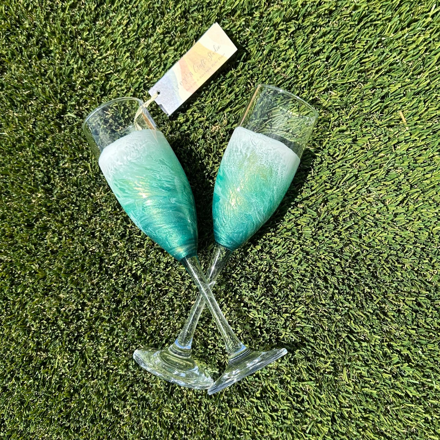 Champagne Flutes | Paradise Green