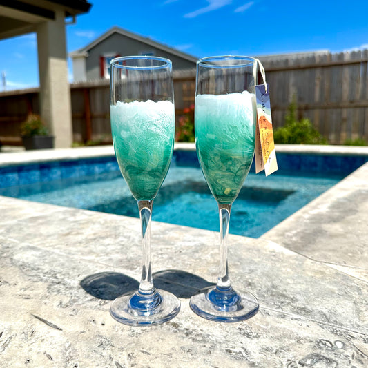 Champagne Flutes | Paradise Green