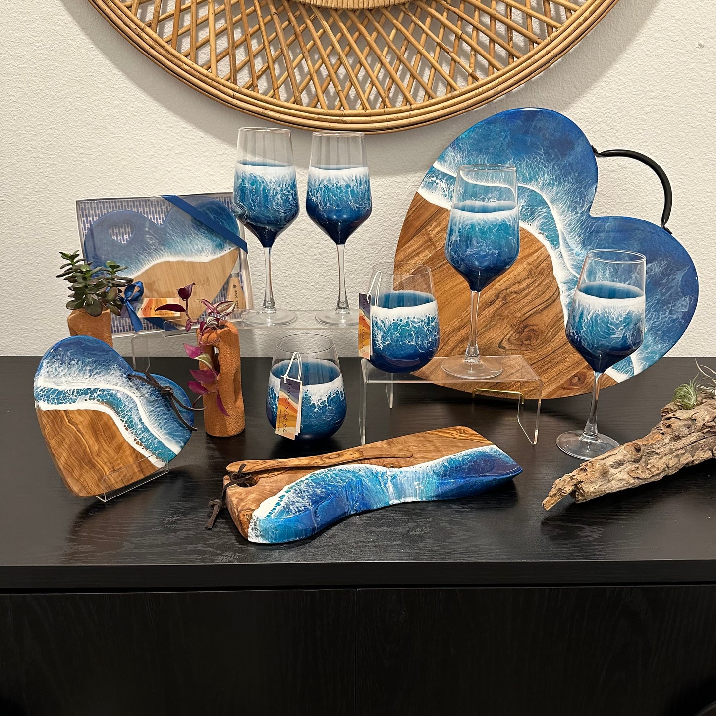 Charcuterie Board - XL Heart | Ocean Blue