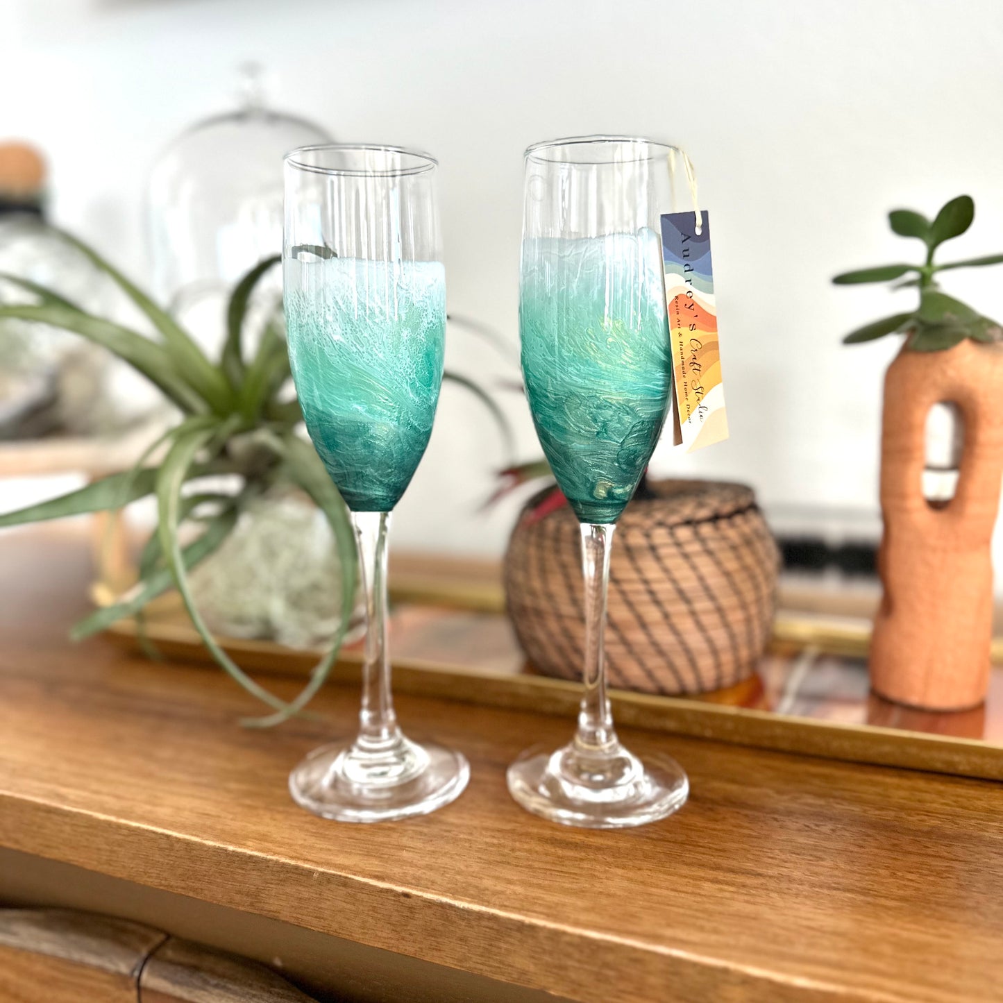 Champagne Flutes | Paradise Green