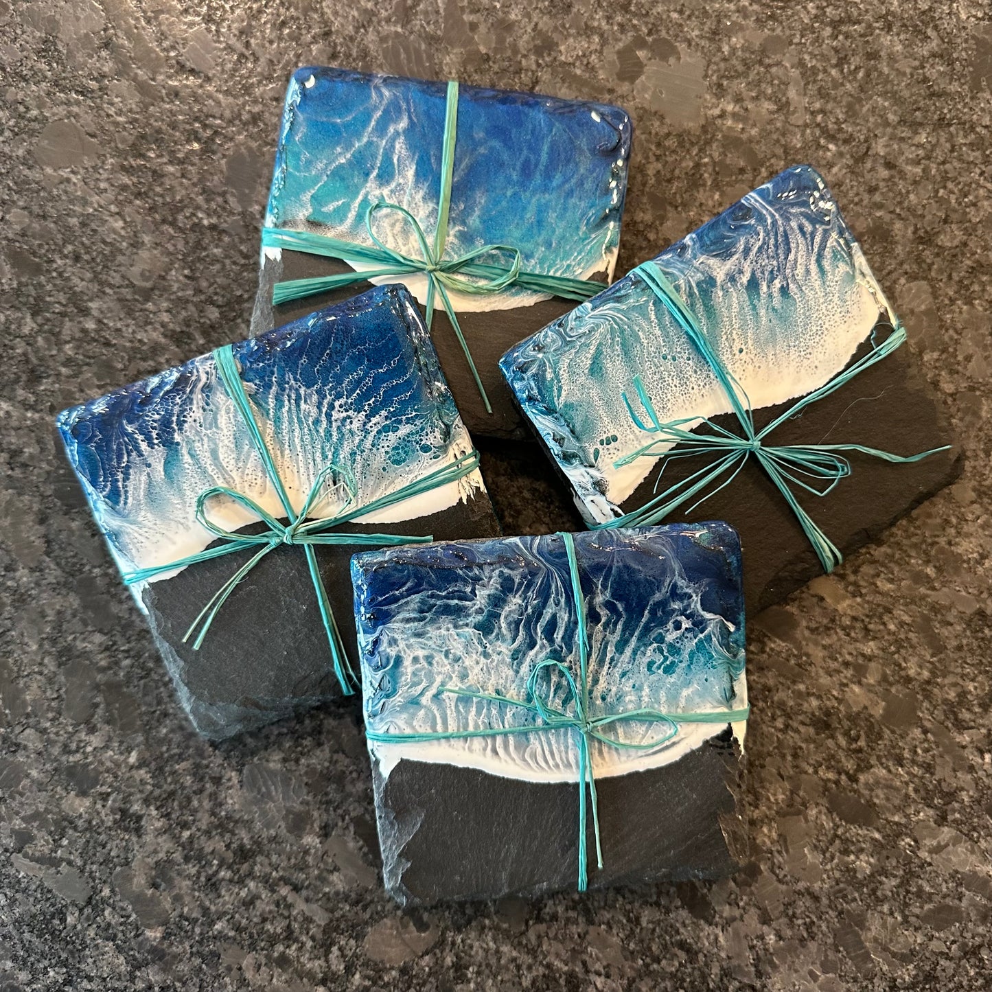 Slate Coaster Set | Blue Ocean