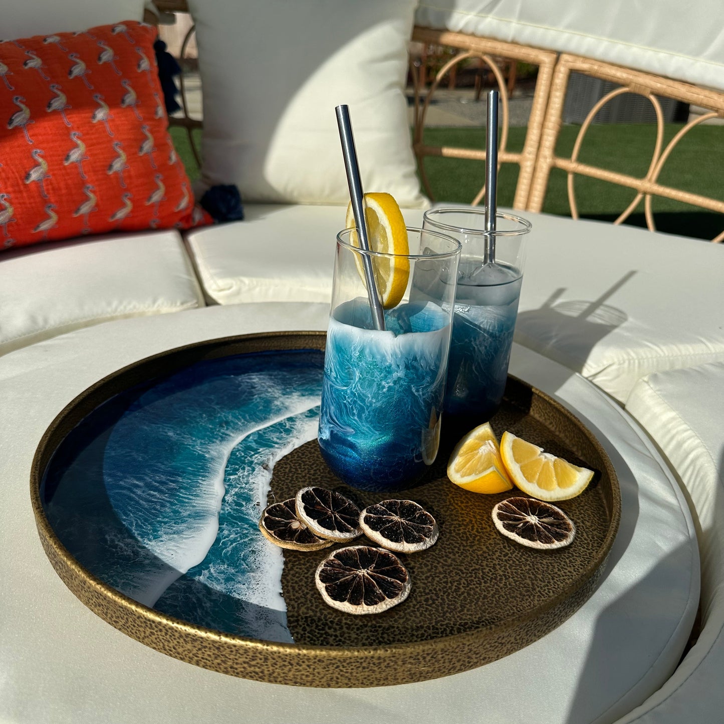 Hammered Metal Tray | Blue Ocean