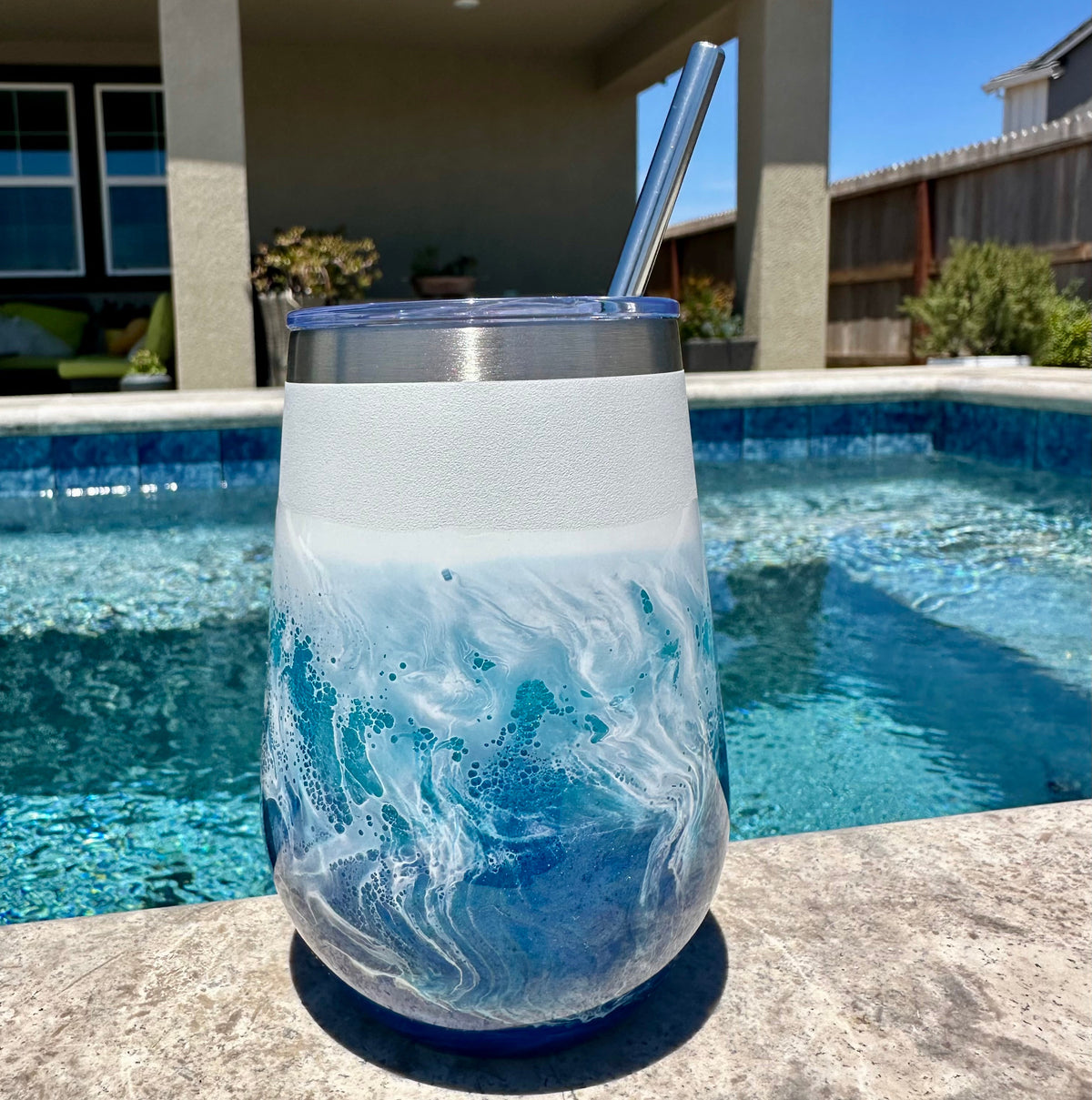 Insulated Wine tumbler - Ocean Blue