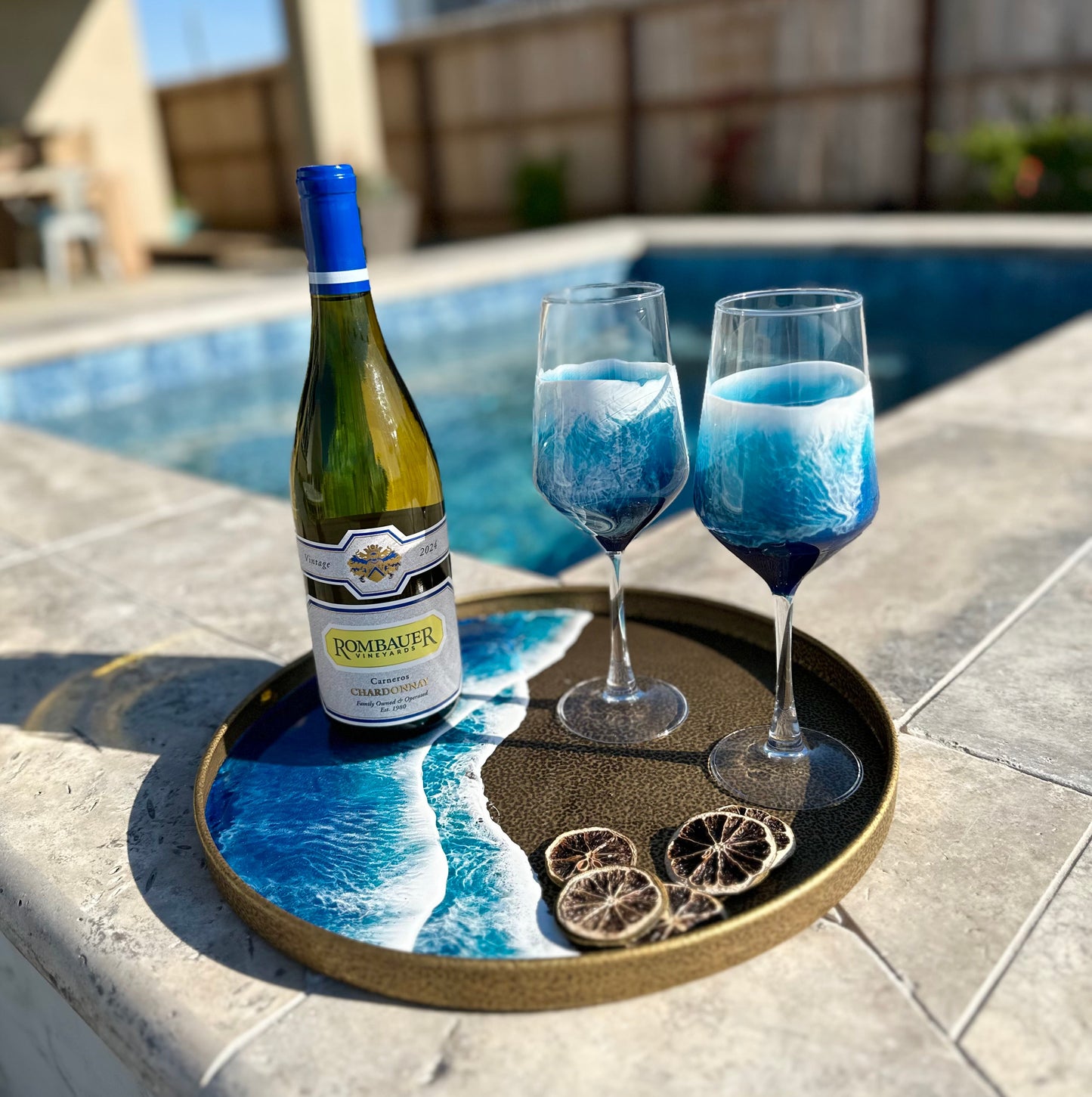 Hammered Metal Tray | Blue Ocean