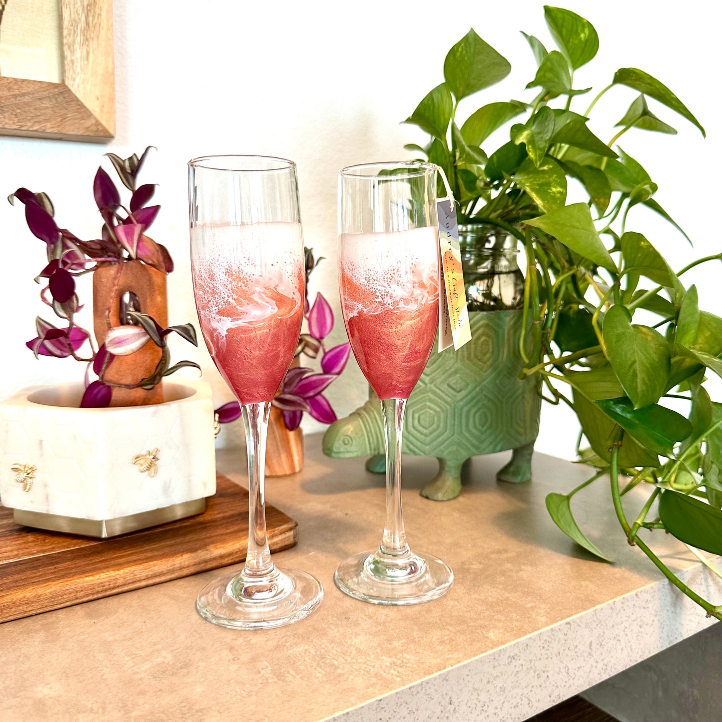 Champagne Flutes | Peach & Rose Gold