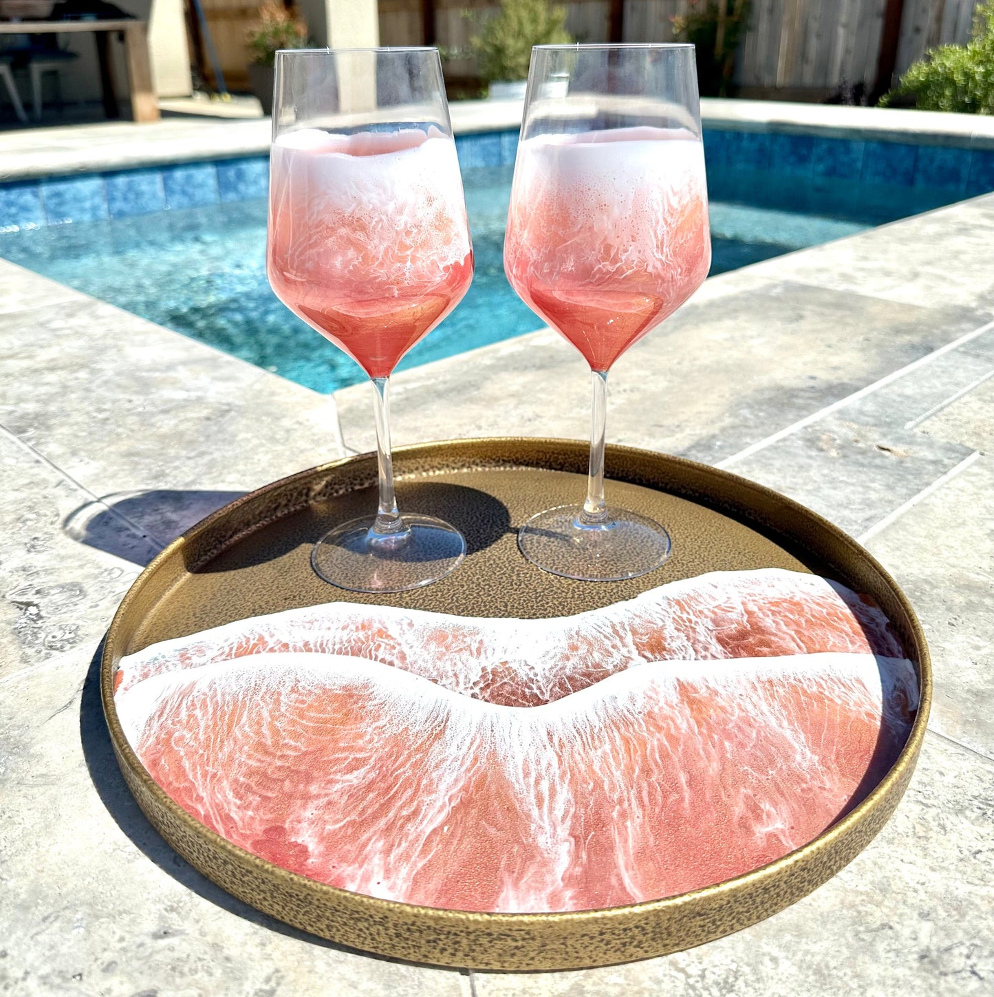Hammered Metal Tray | Peach & Rose Gold