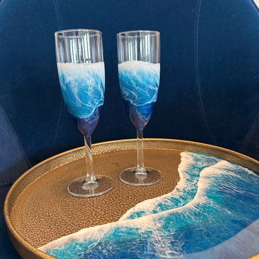 Champagne Flutes | Ocean Blue