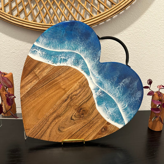 Charcuterie Board - XL Heart | Ocean Blue