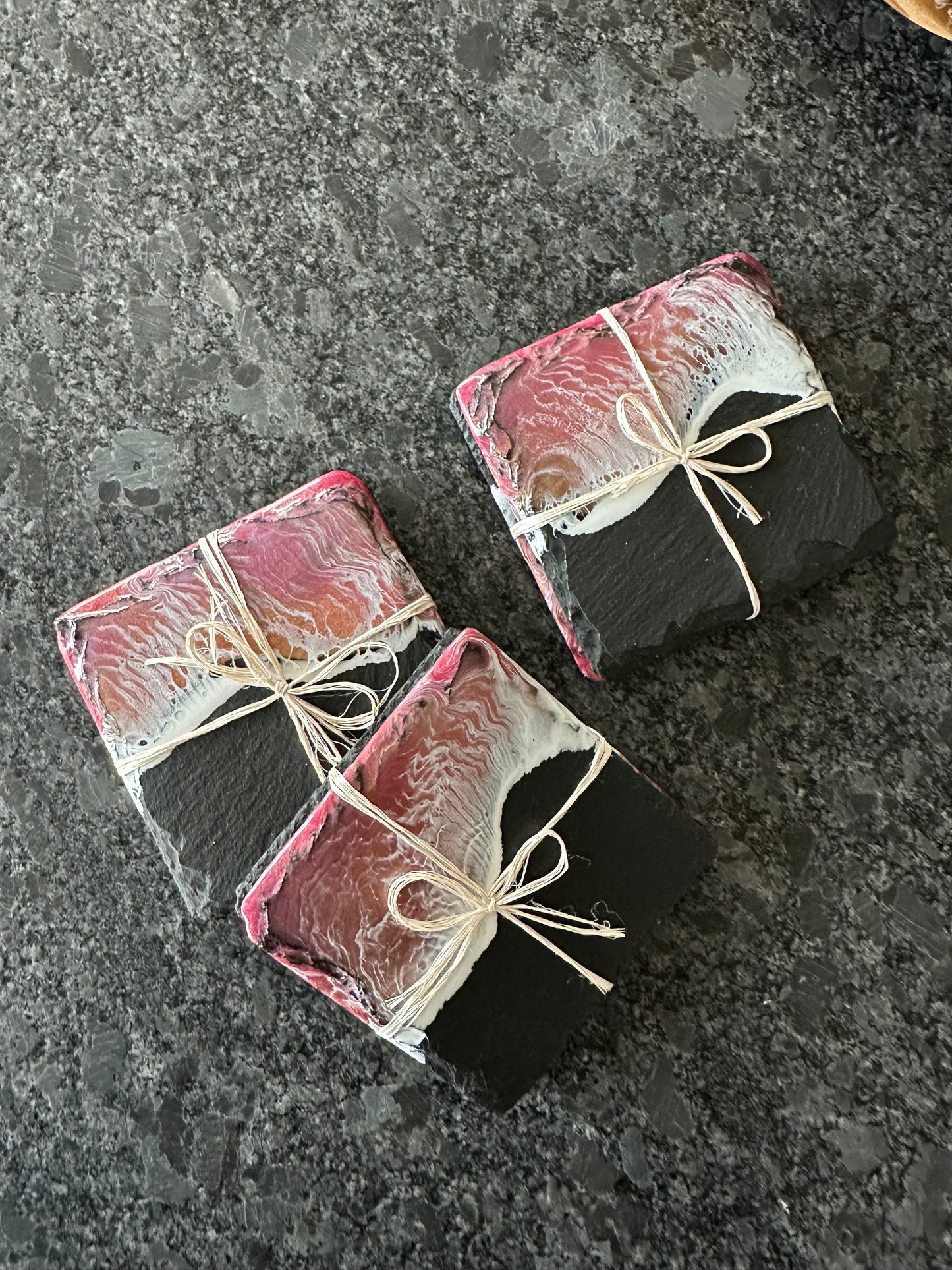 Slate Coaster Set | Pink Ocean