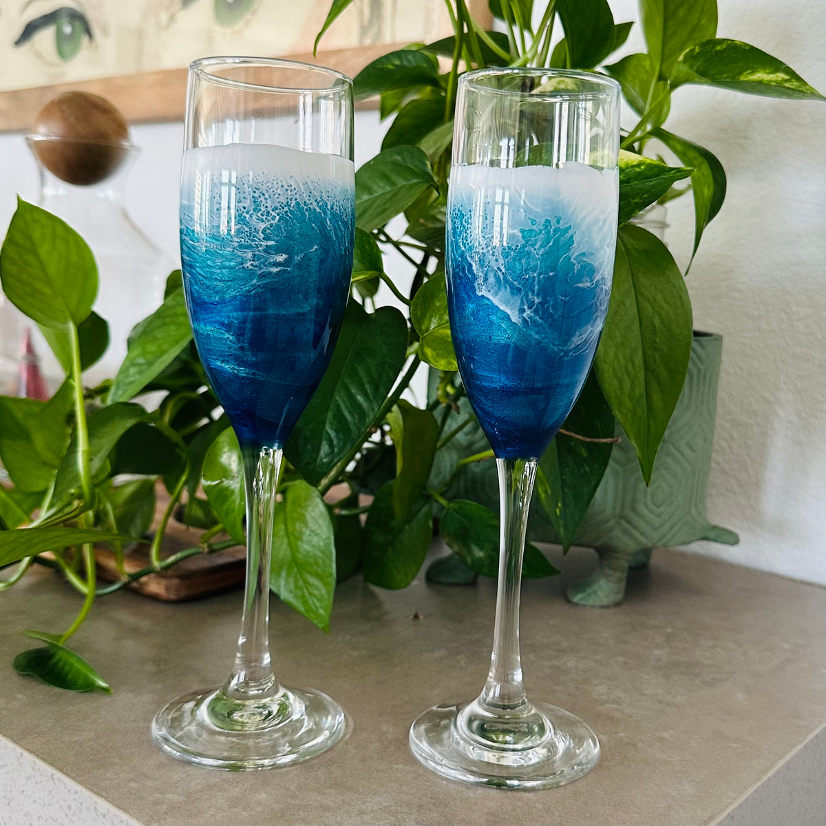 Champagne Flutes | Ocean Blue