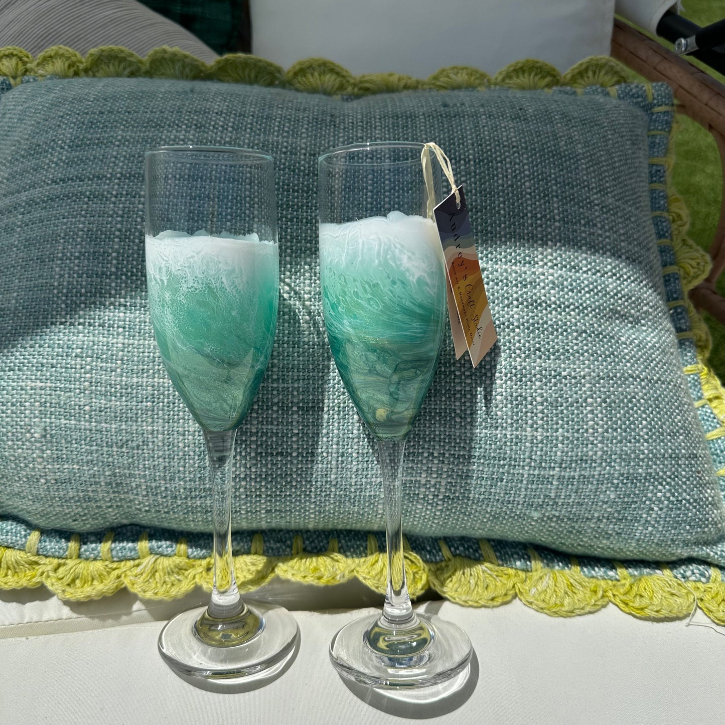 Champagne Flutes | Paradise Green
