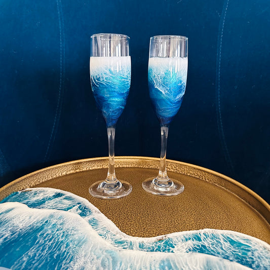 Champagne Flutes | Ocean Blue