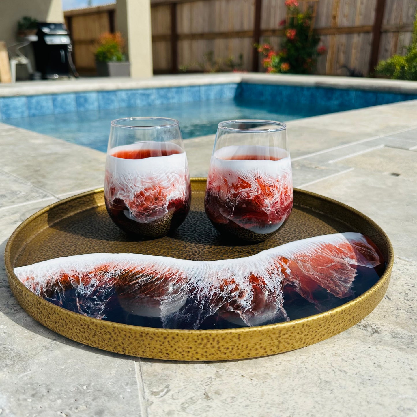 Hammered Metal Tray | Volcanic Sunset