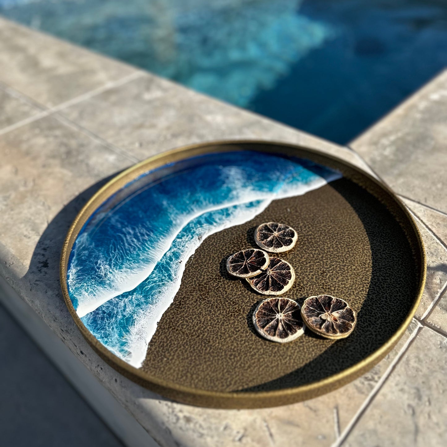 Hammered Metal Tray | Blue Ocean