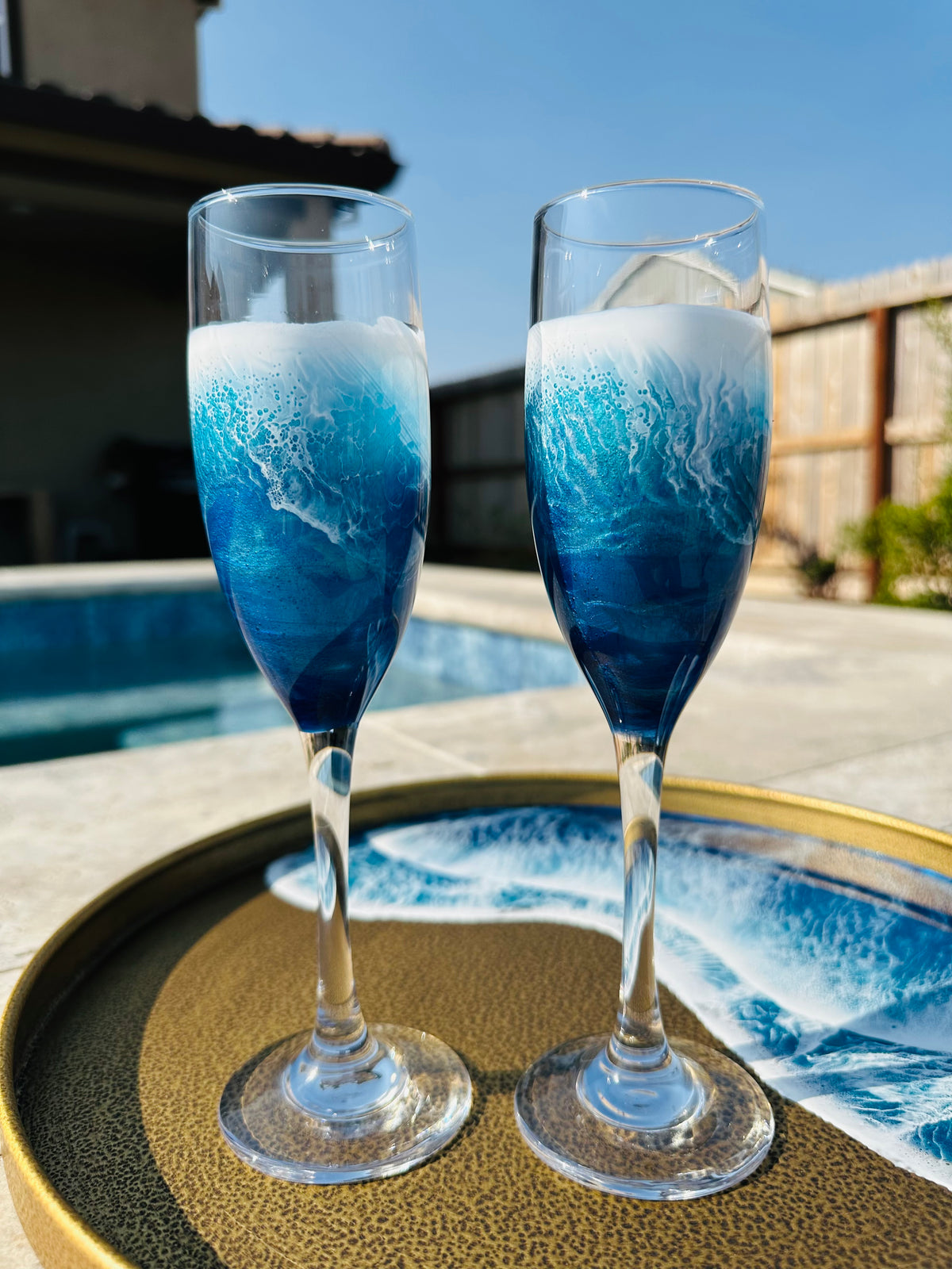 Champagne Flutes | Ocean Blue