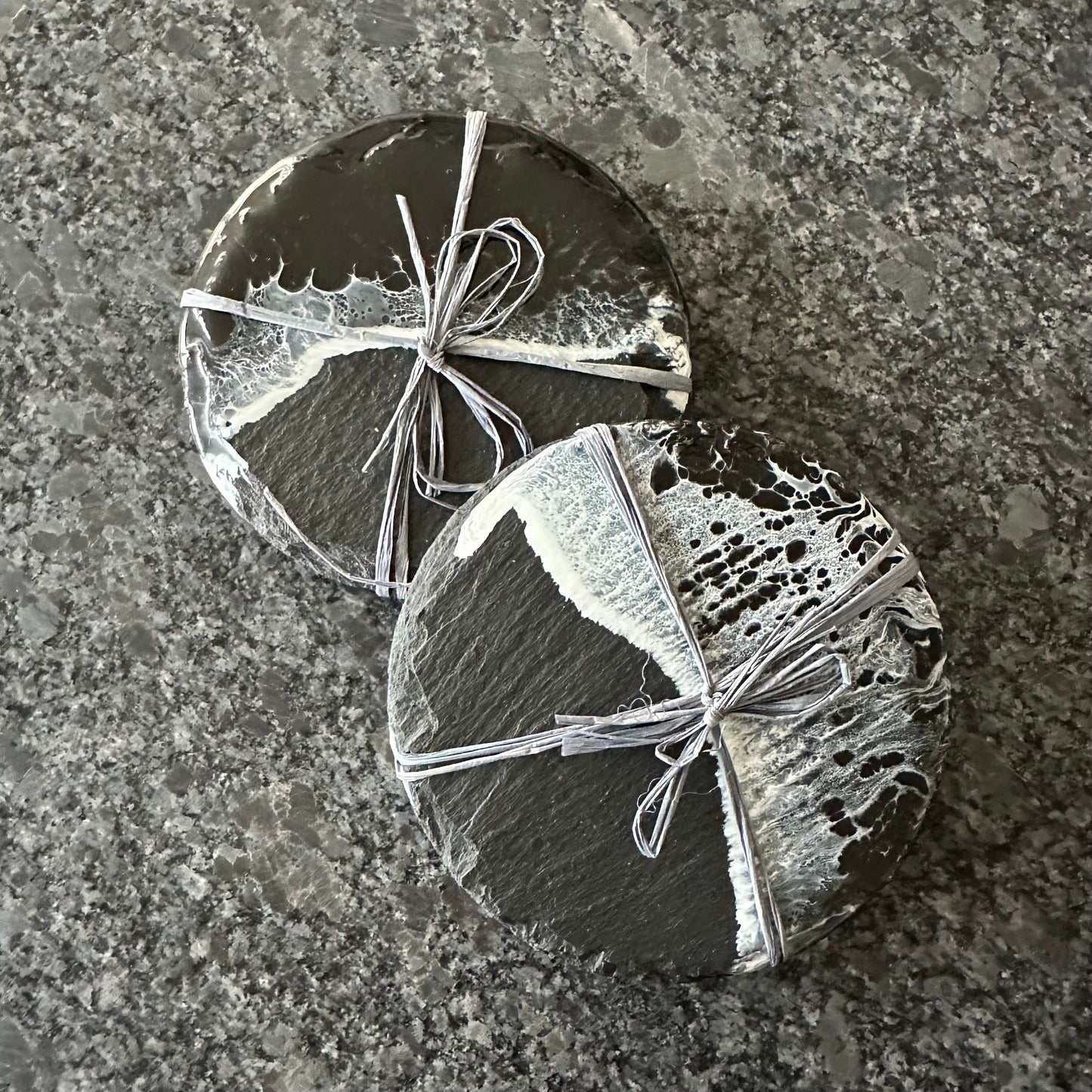 Slate Coaster Set | Black Ocean