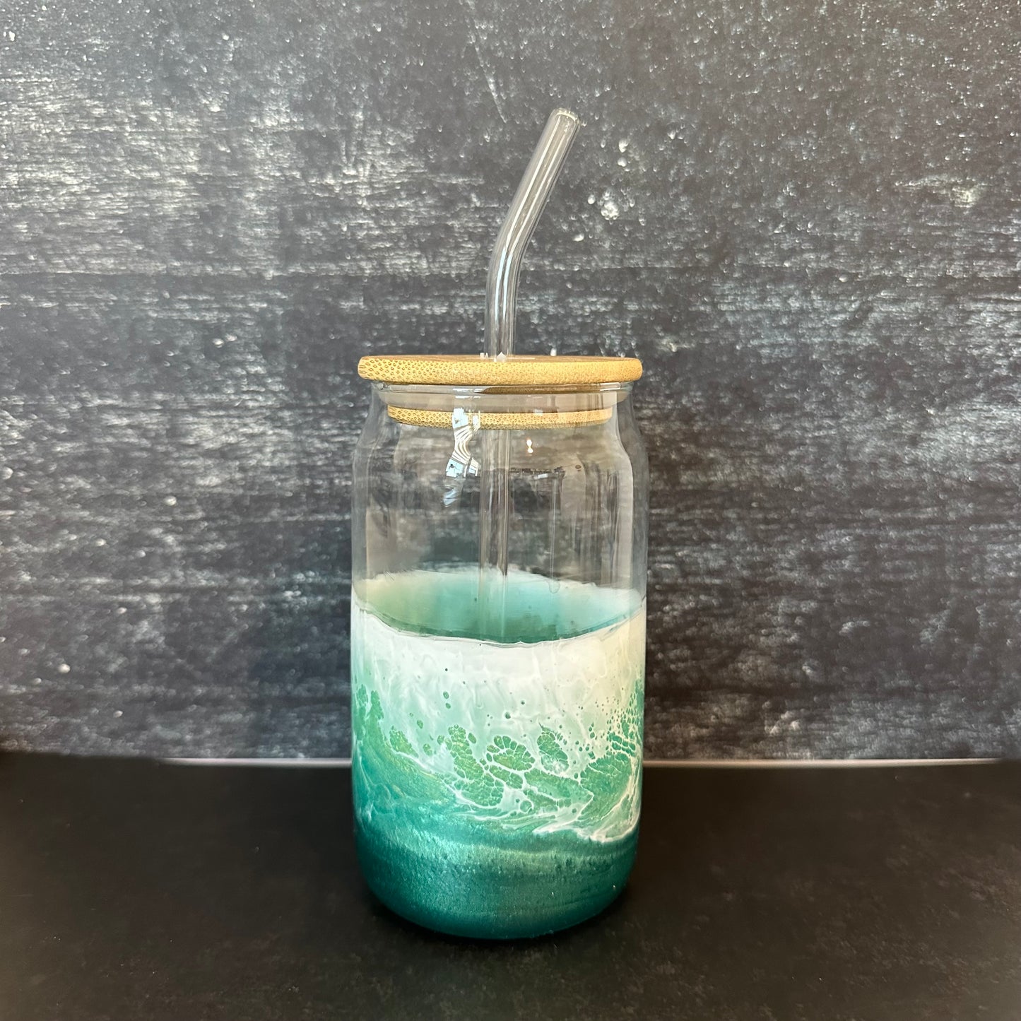 Glass with bamboo lid & straw | Paradise Green