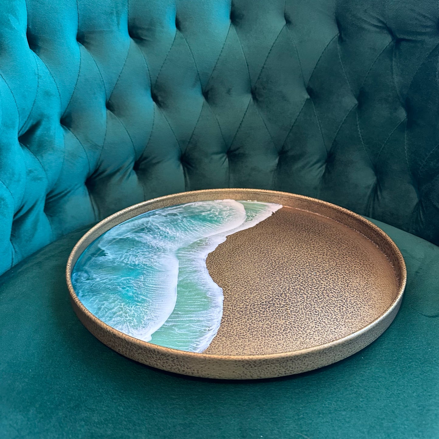 Hammered Metal Tray | Paradise Green