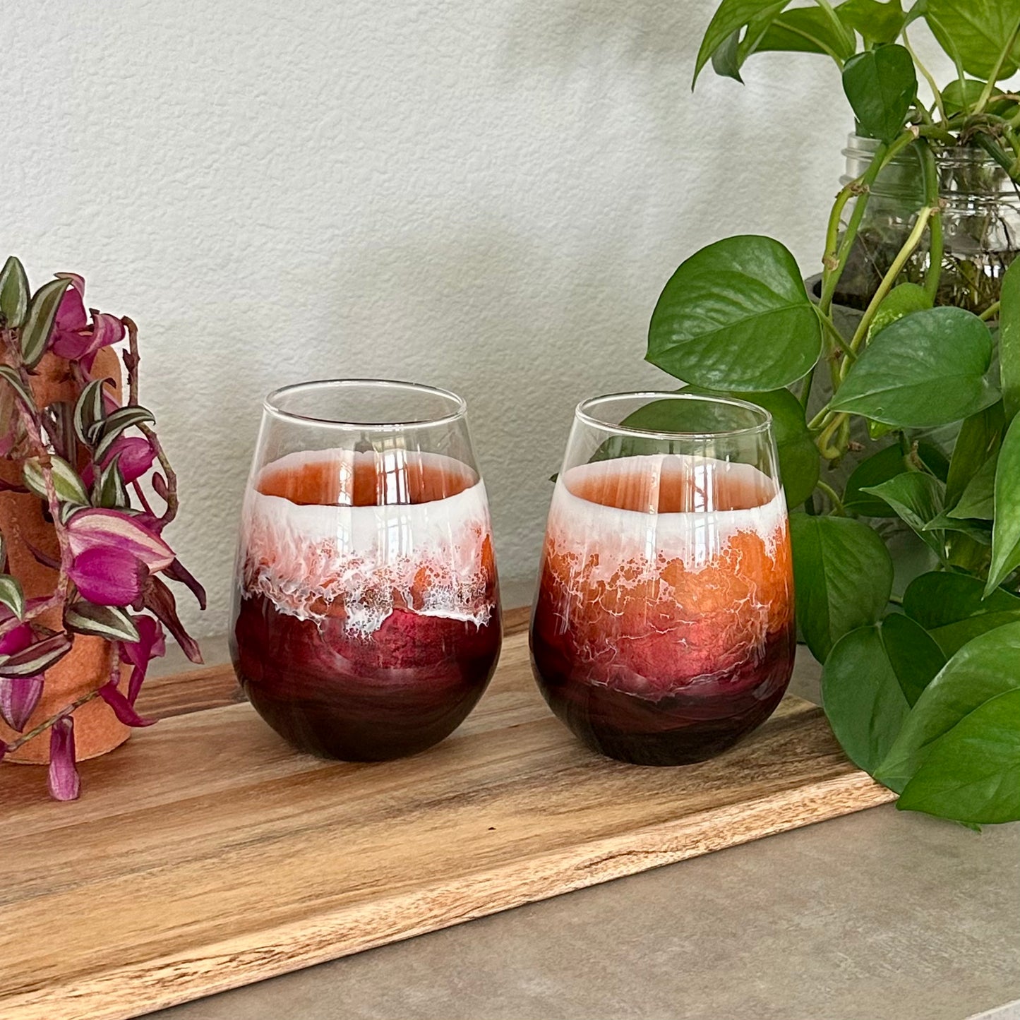 Stemless Wine Glasses | Volcanic Sunset