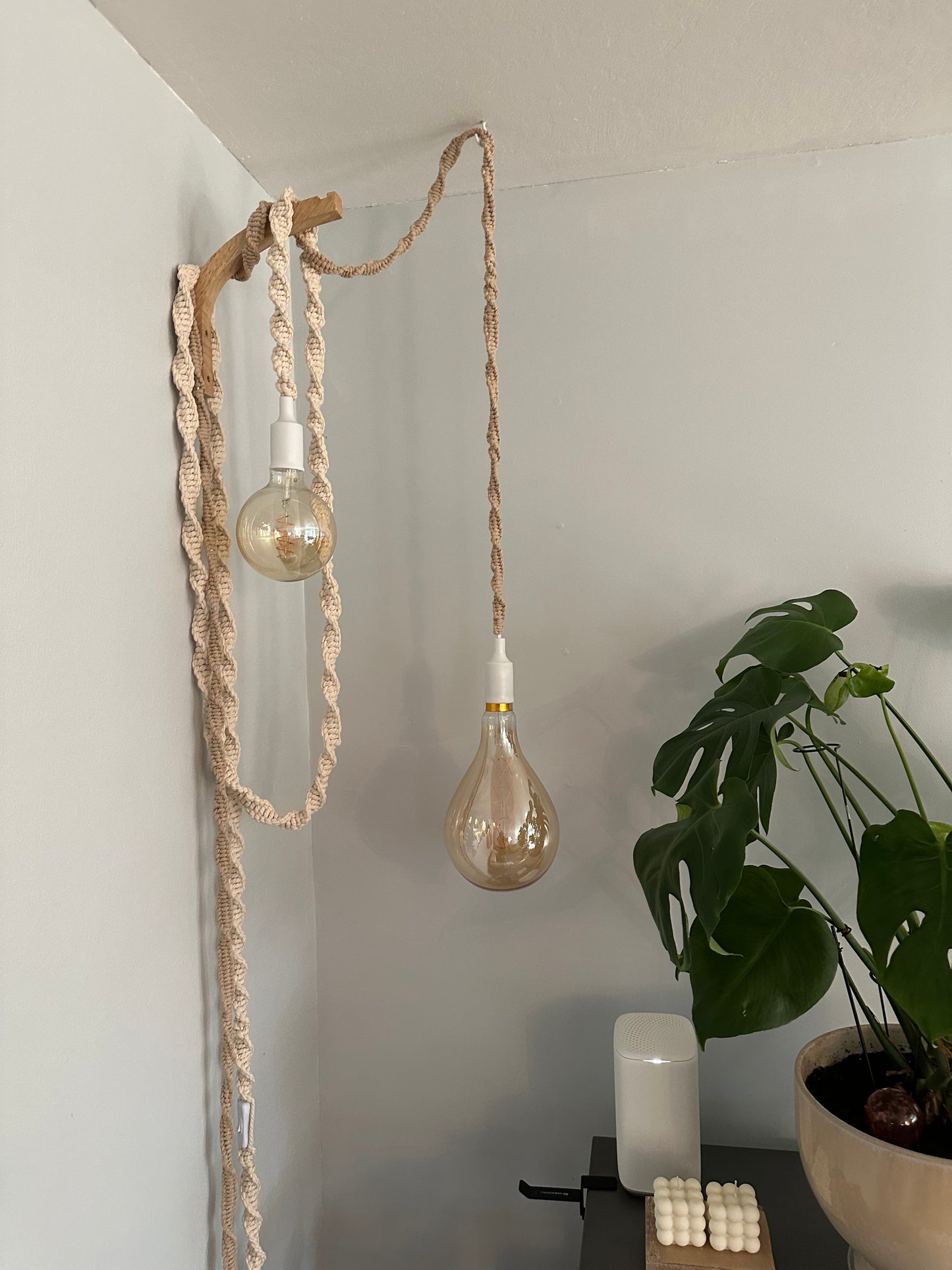 Boho-Chic Macramé Ceiling Light Cord