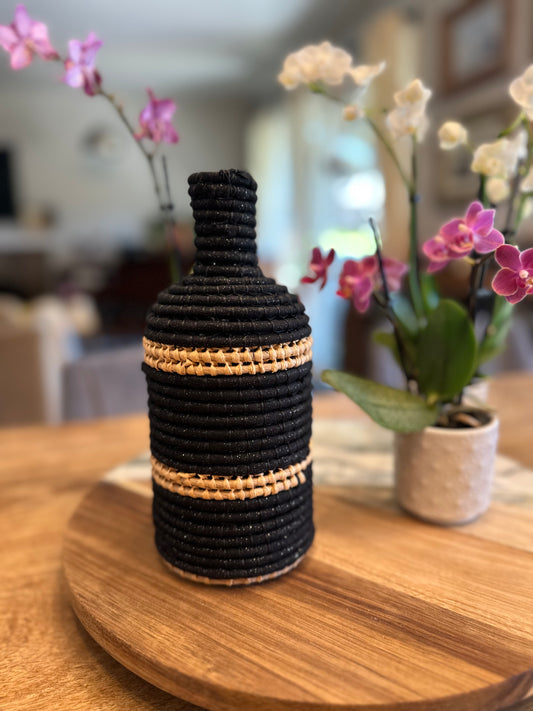 Basketry Bottle | Shimmer Black